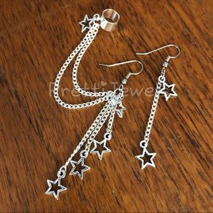 New Dangly Star Ear Cuff Earring Set